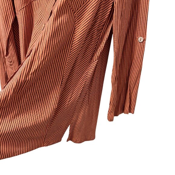 Soft Surroundings Orange & Black Striped Button-Front Tunic Top Sz L Tunic - Picture 8 of 12